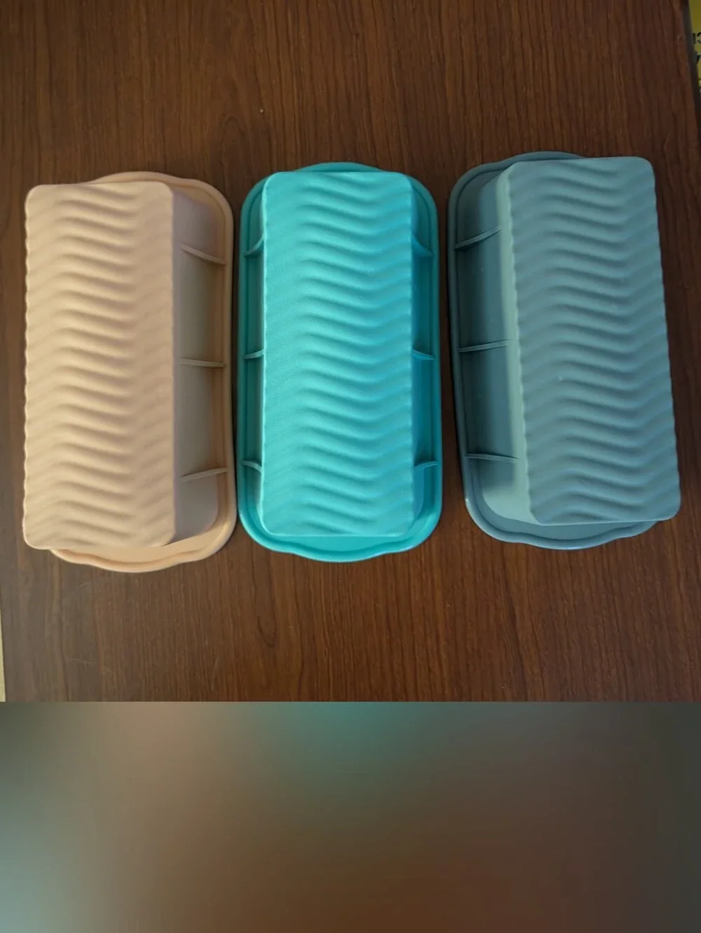 Silicone Bread Pans Trio - Peach, Teal, Gray. Never Been Used